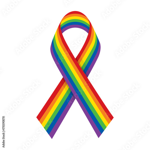 Rainbow ribbon. LGBT support symbol and flag. Vector illustration