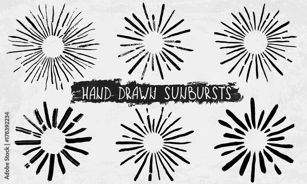 Hand drawn sunbursts