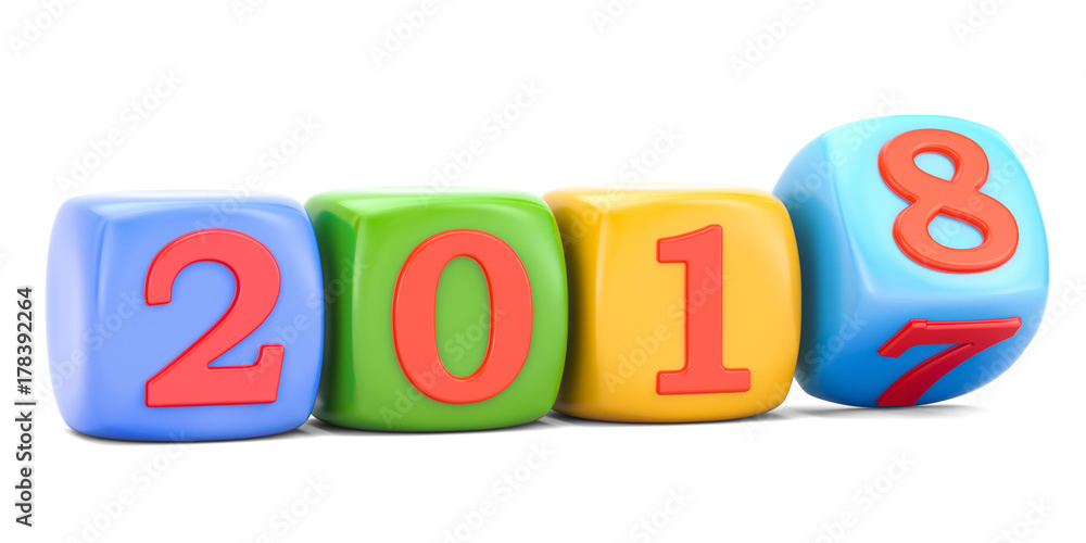Happy New Year 2018 concept, 3D rendering Happy New Year 2018 concept, 3D rendering