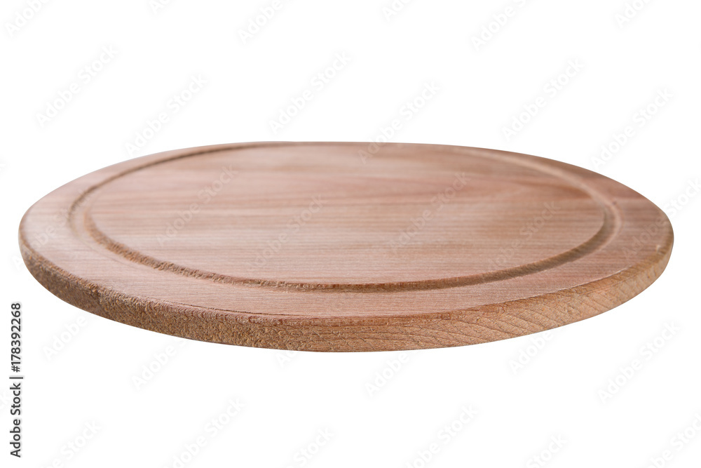 round wooden cutting board on white background, beech tree round wooden cutting board on white background, beech tree