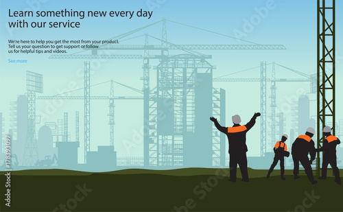 workers in hard hats and overalls are a big oil refinery