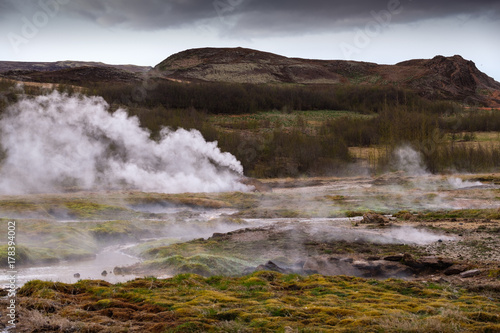 Beautiful Icelandic landscape with geysir