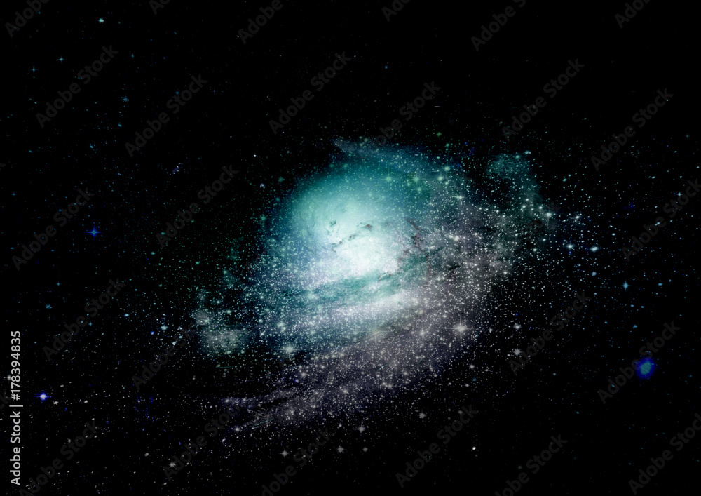 Fototapeta premium Stars, dust and gas nebula in a far galaxy