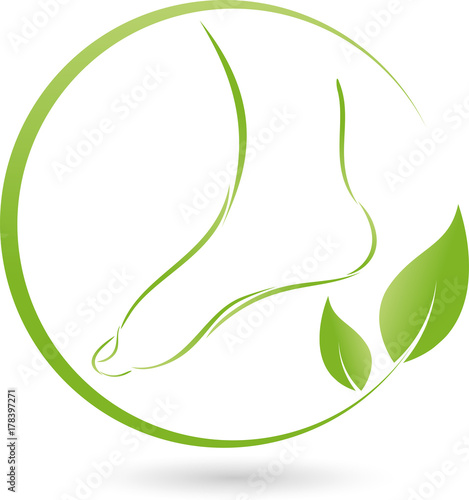 Fuß, Blätter, Fußpflege, Massage, Logo