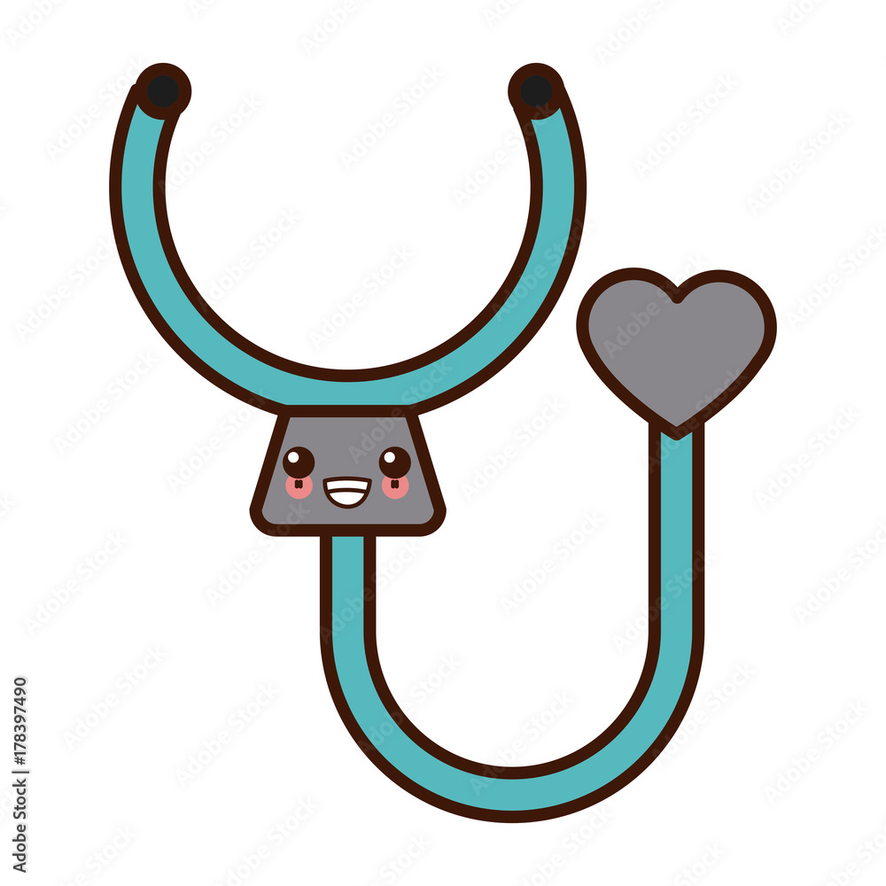 Stethoscope medical tool cute kawaii cartoon vector illustration Stock ...