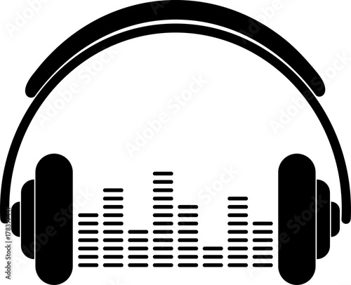 Kopfhörer und Equalizer, Sound und Musik Aufkleber Label