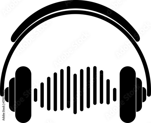 Kopfhörer und Equalizer, Sound und Musik Aufkleber Label