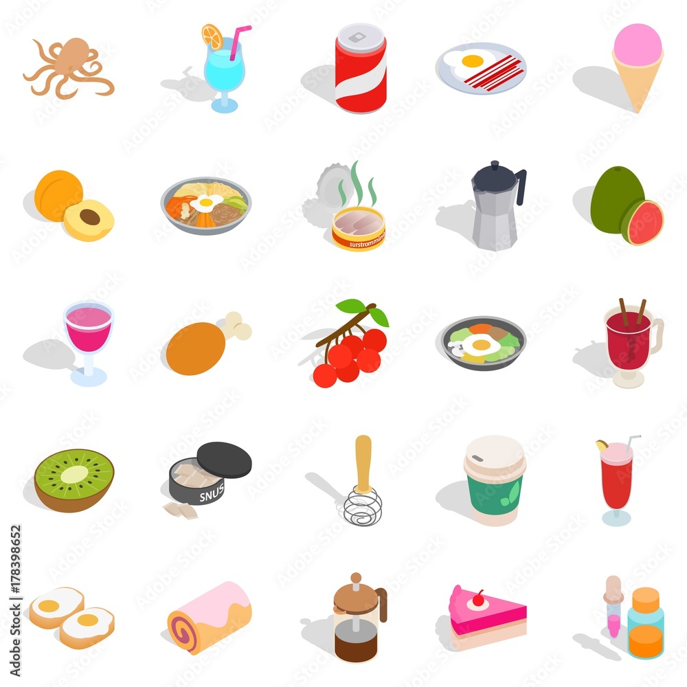 Dainty icons set, isometric style Dainty icons set, isometric style