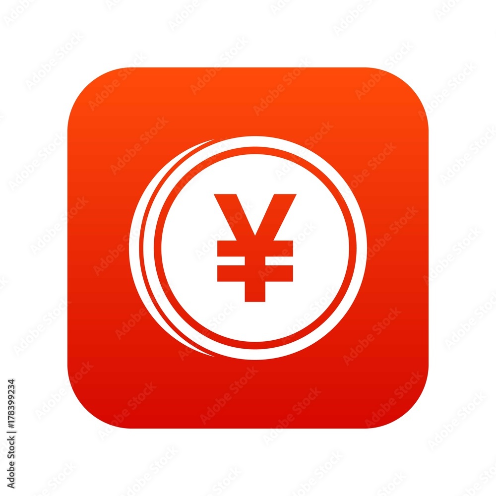 Fototapeta premium Coin yen icon digital red