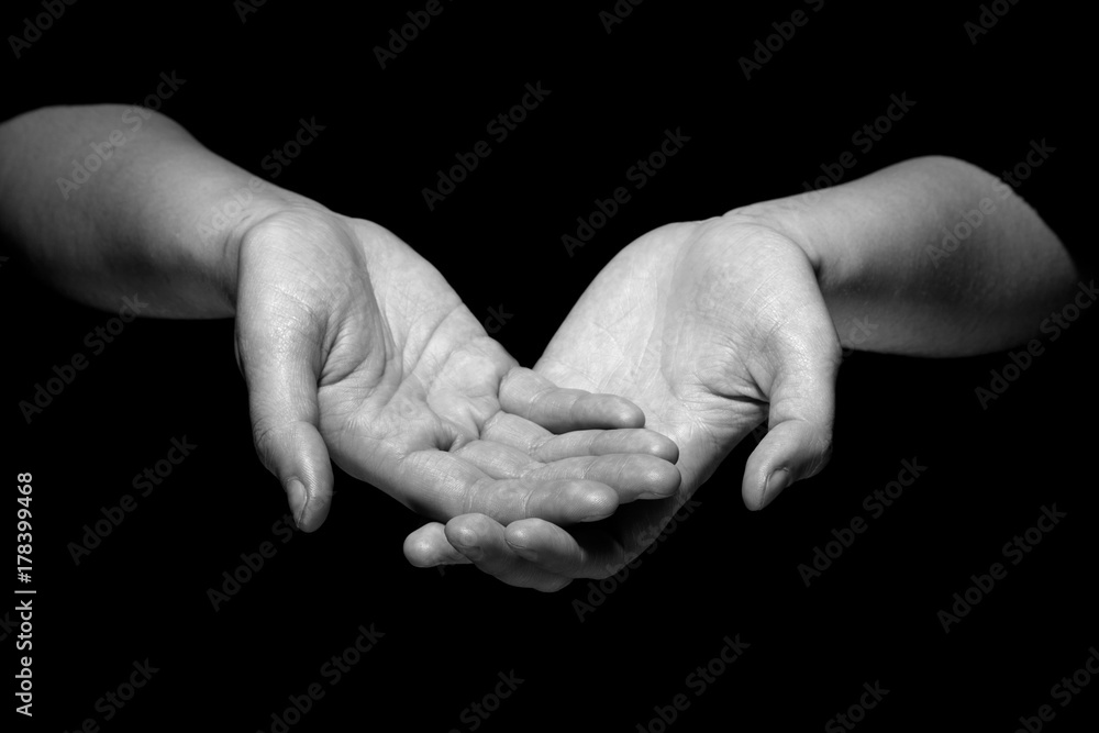 hands in mudra gesture on black background hands in mudra gesture on black background