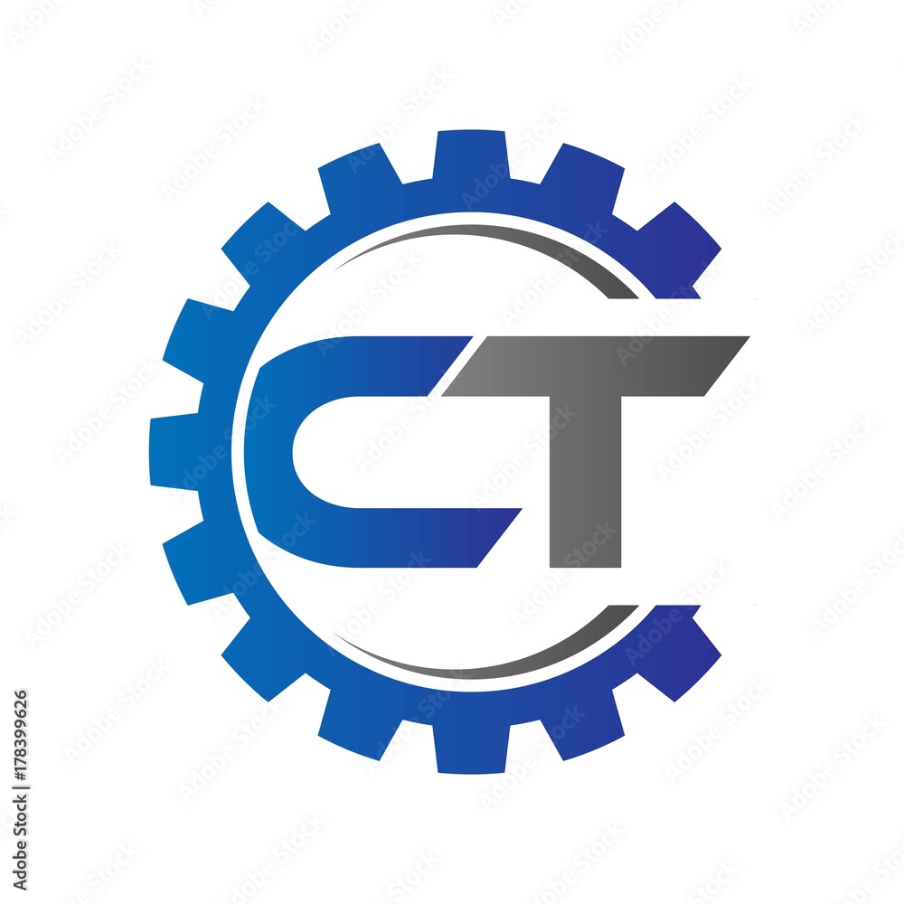 ct initial logo vector with gear blue gray ct initial logo vector with gear blue gray