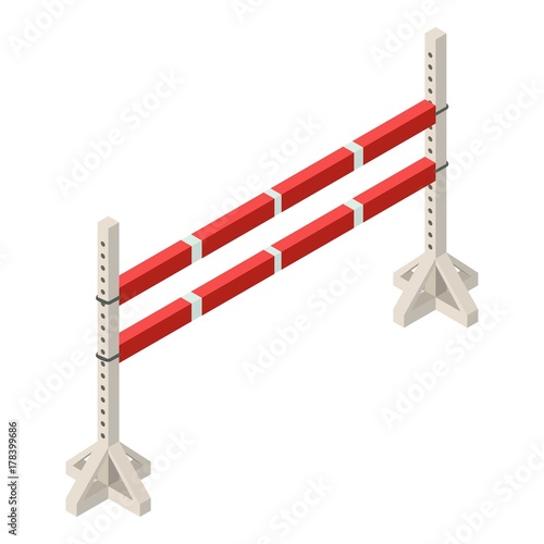 Equestrian fence icon, isometric style