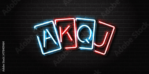 Vector realistic isolated neon sign of Holdem poker lettering for decoration and covering on the wall background. Concept of casino and gambling.