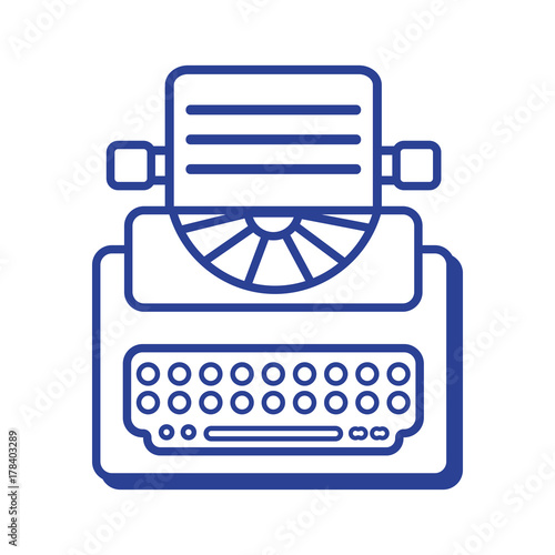 line retro typewriter equipment with business document