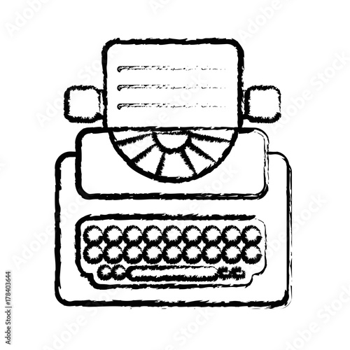 figure retro typewriter equipment with business document