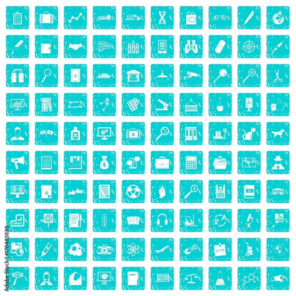 100 magnifier icons set grunge blue 100 magnifier icons set grunge blue