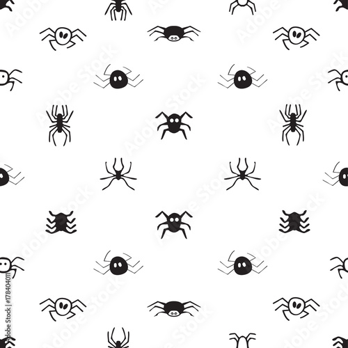 Seamless pattern with spiders.