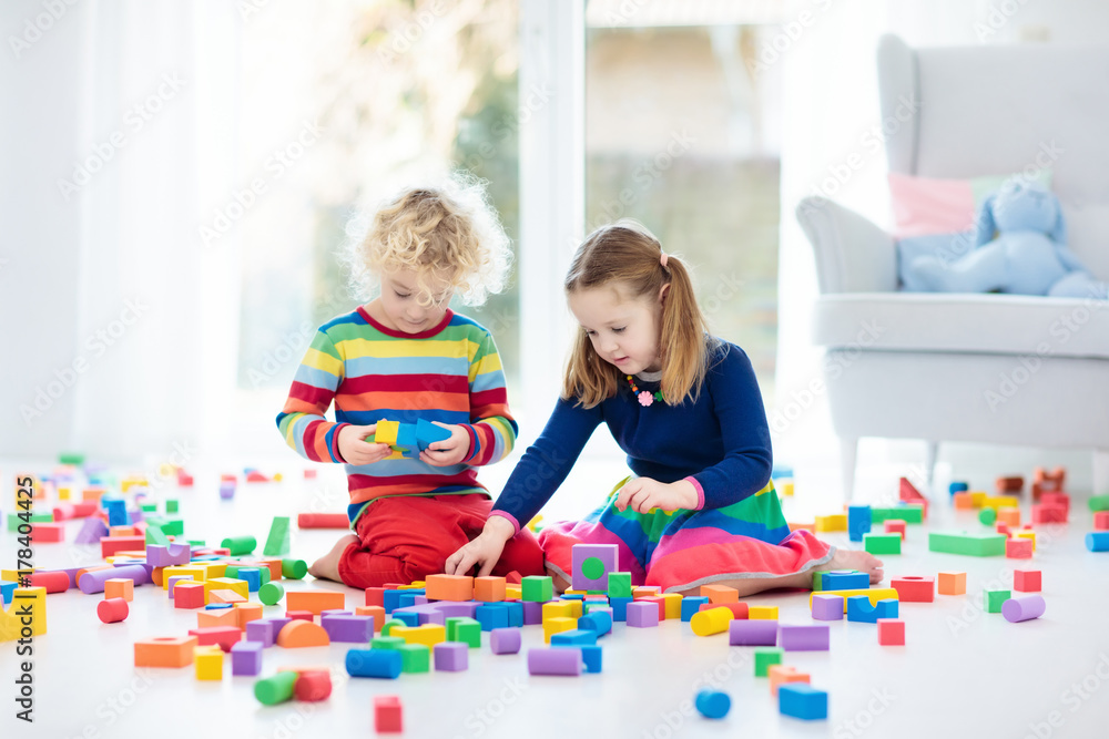 Kids play with toy blocks. Toys for children. Kids play with toy blocks. Toys for children.