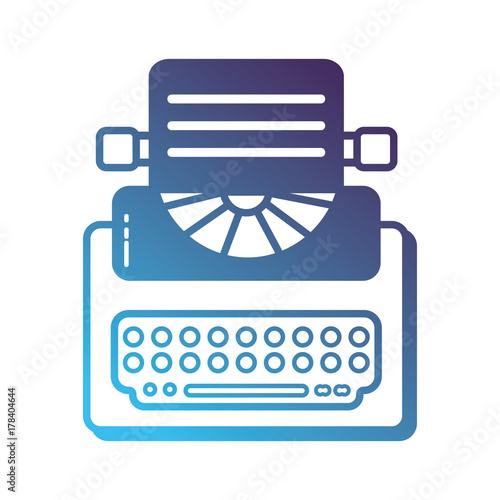 silhouette retro typewriter equipment with business document