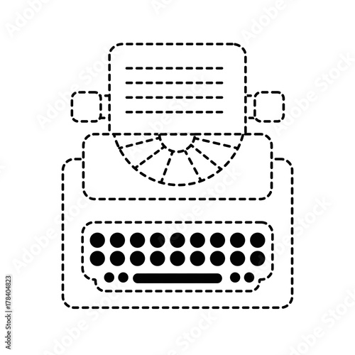 dotted shape retro typewriter equipment with business document