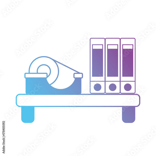 silhouette wood shelf with books and adhesive tape