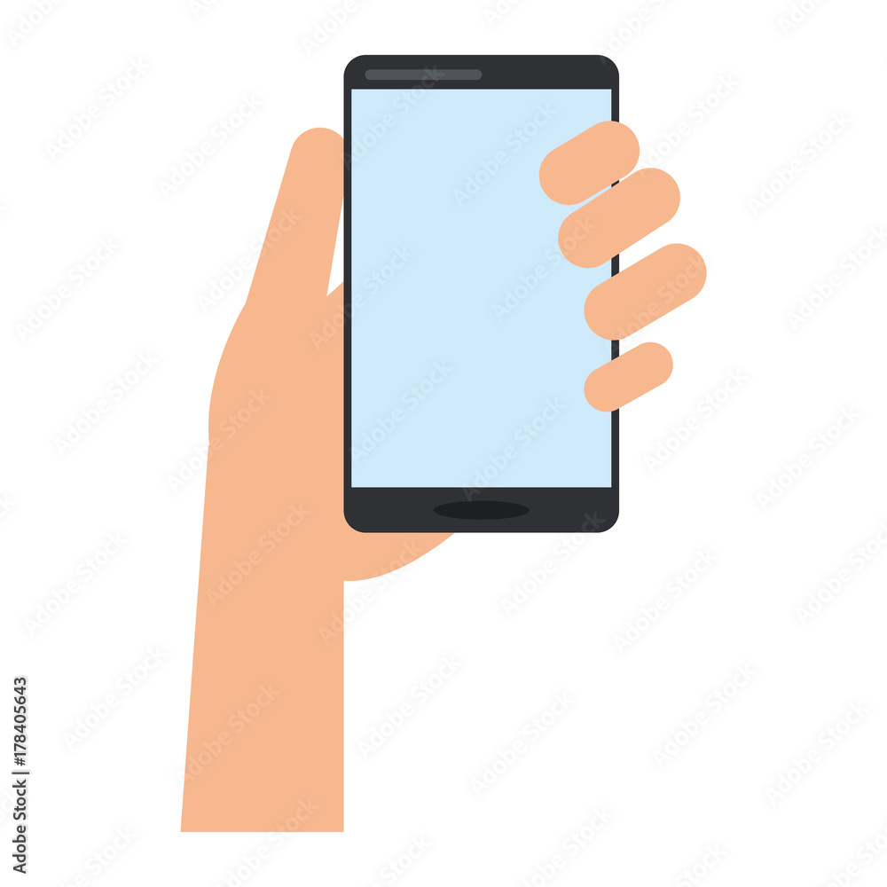 hand holding smartphone icon image vector illustration design 