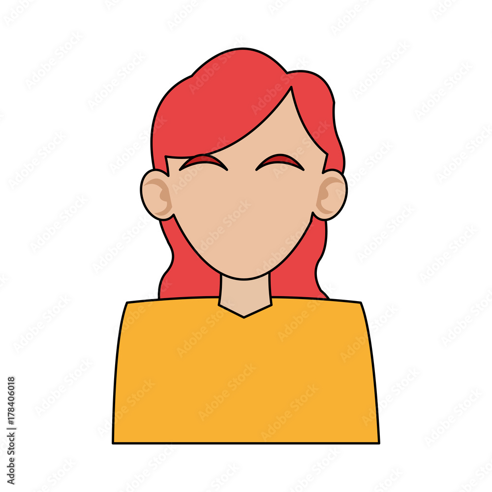 woman red hair avatar head icon image vector illustration design 