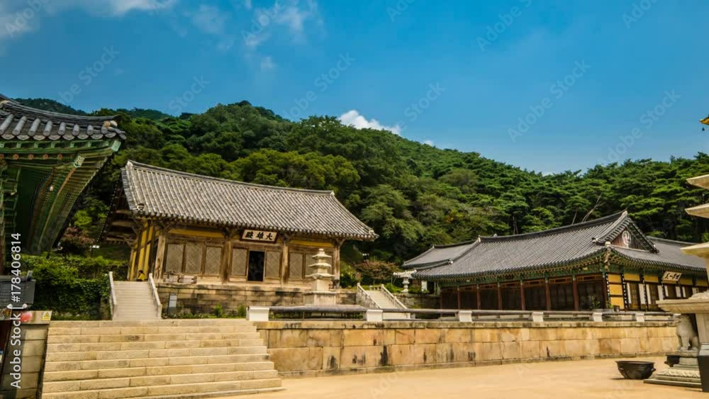 Yesan-gun, Chungcheongnam-do, South Korea - Time lapse the scenery of Sudeoksa Temple. Zoom out Yesan-gun, Chungcheongnam-do, South Korea - Time lapse the scenery of Sudeoksa Temple. Zoom out