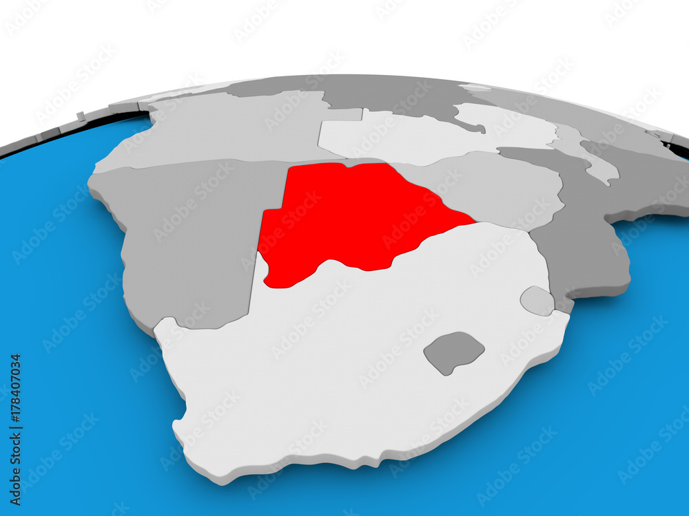 Fototapeta premium Botswana on political globe