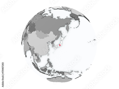 Japan on globe isolated