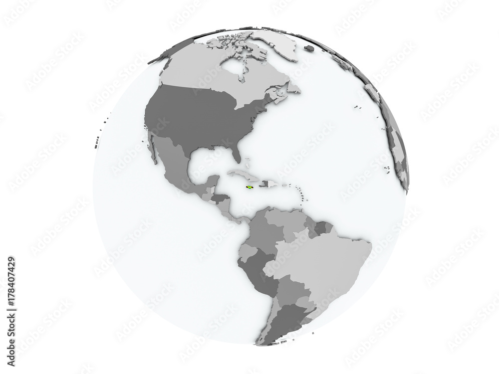 Jamaica on globe isolated Jamaica on globe isolated