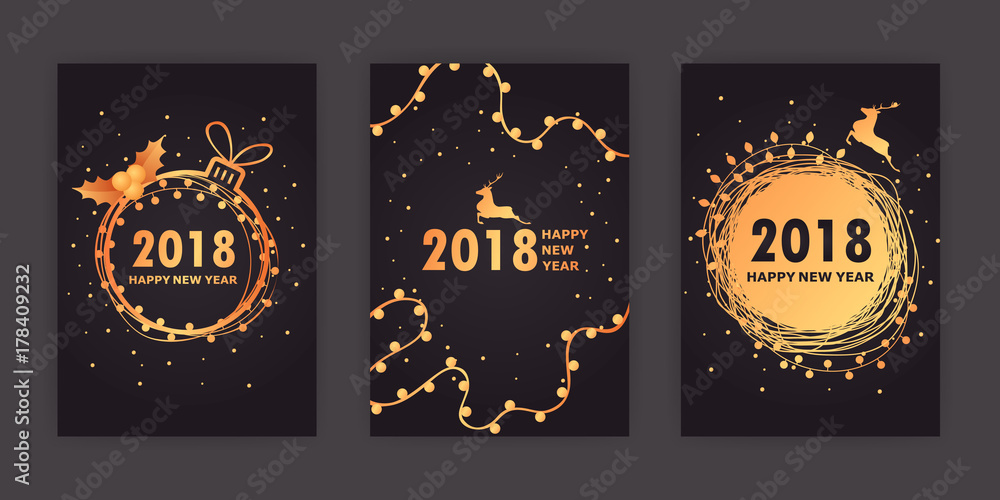 Obraz premium set of vector Christmas cards. 2018.