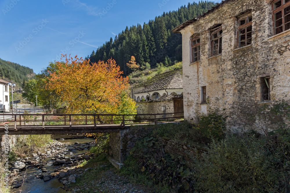 Autumn view of a nineteenth-century church of the Assumption in town of Shiroka Laka, Smolyan Region, Bulgaria Autumn view of a nineteenth-century church of the Assumption in town of Shiroka Laka, Smolyan Region, Bulgaria