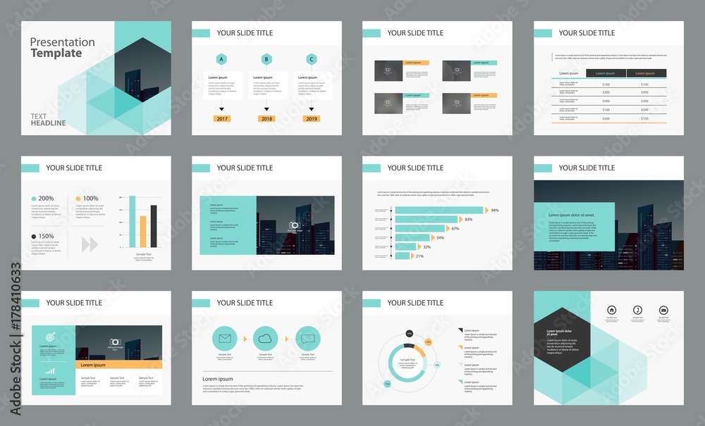 business presentation template design and page layout design for ...