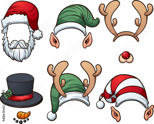 Christmas hats. Vector clip art illustration with simple gradients. Each item on a separate later.