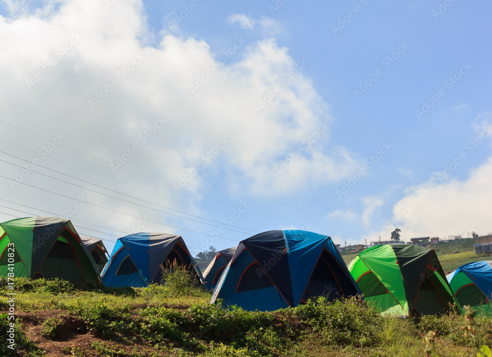 Tent accommodation on the mountain.