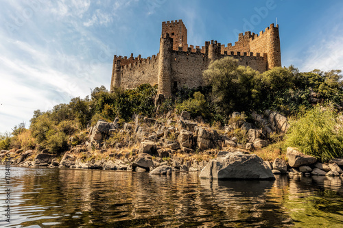 Castle of Almourol in Portugal, initiated the 12th century, located on a small islet in the middle of the Tagus River, served as a stronghold used during the Portuguese Reconquista.