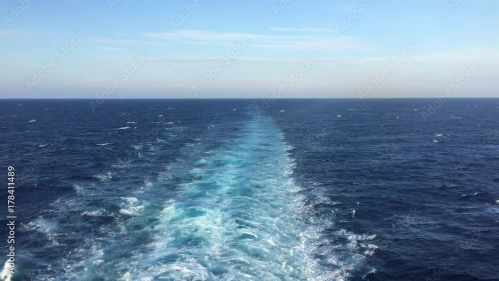 Sea water ship trail with white foamy wave. Sea water ship trail with white foamy wave.