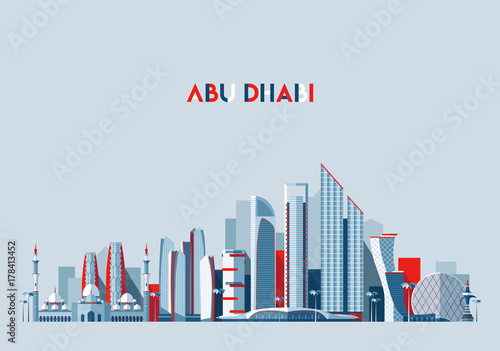 Abu Dhabi skyline Arab Emirates vector flat design photo