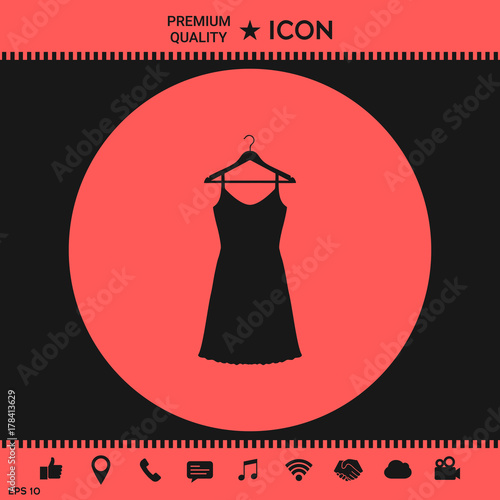 Sundress, Evening dress, combination or nightie on the wardrobe hanger , the silhouette. Menu item in the web design