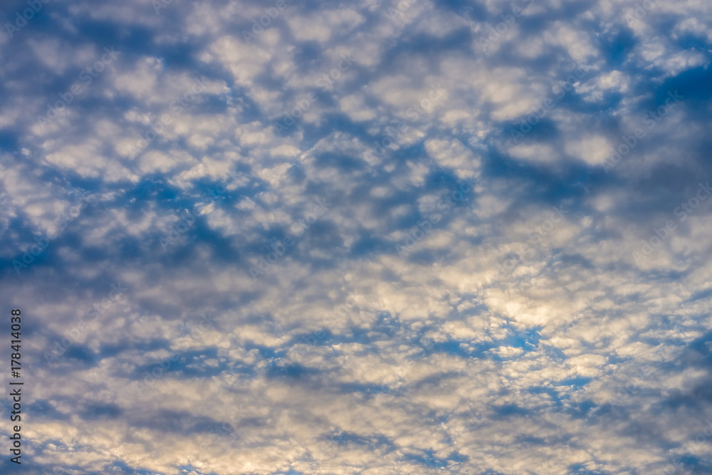 Fototapeta premium View of dramatic cloudy sky from ground. A cloud is an aerosol.
