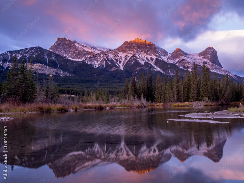 Mount Lawrence Grassi outside Canmore in Alberta at sunrise.  