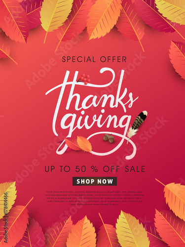 calligraphy of Thanksgiving day sale banner. Seasonal lettering.vector illustration