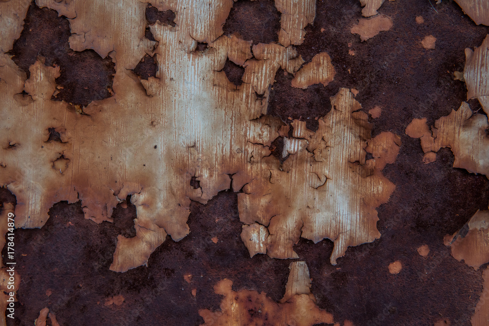 Rust metal texture. Peeled paint background