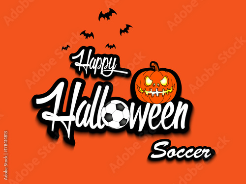 Banner happy halloween and soccer ball