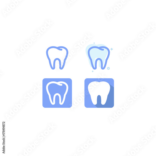 Tooth Medical blue icons used in hospital. on white background. web. Symbols. vector illustration