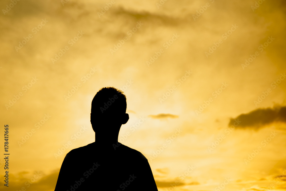 People In Silhouette Over Sunset , Golden Hour