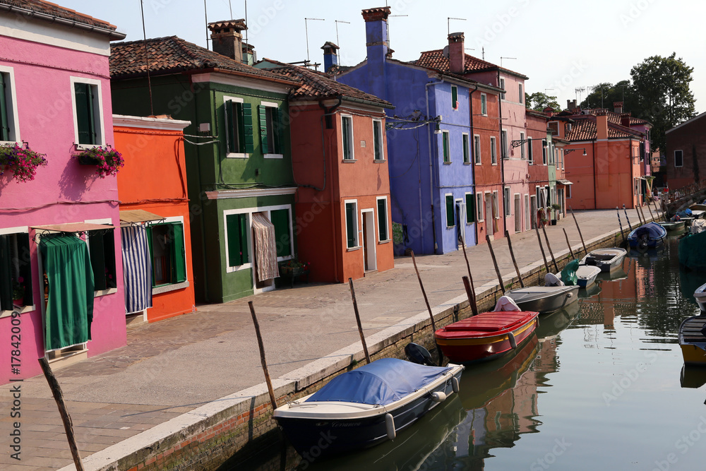 navigable canal and the colorful houses of the BURANO island nea