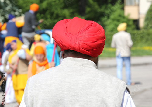 man with the rossoturban during the religious Sikh event on the