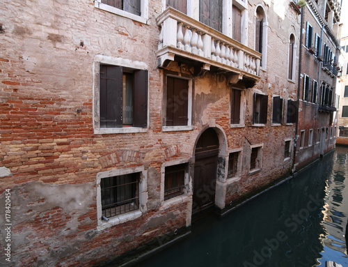venetian house near the navigable canal in Venice in Italy
